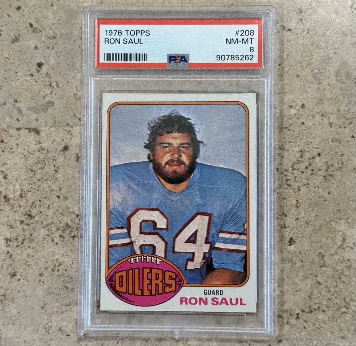 1976 Topps Ron Saul #208 PSA 8 NM-MT Houston Oilers Guard Vintage Football Card