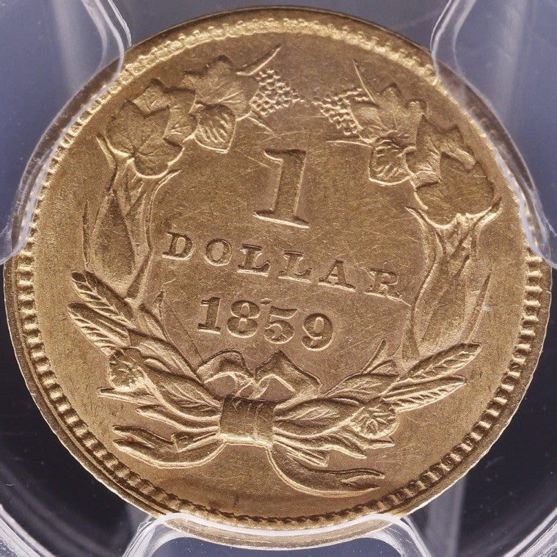 1859 Type 3 Gold Dollar Indian Princess PCGS AU58