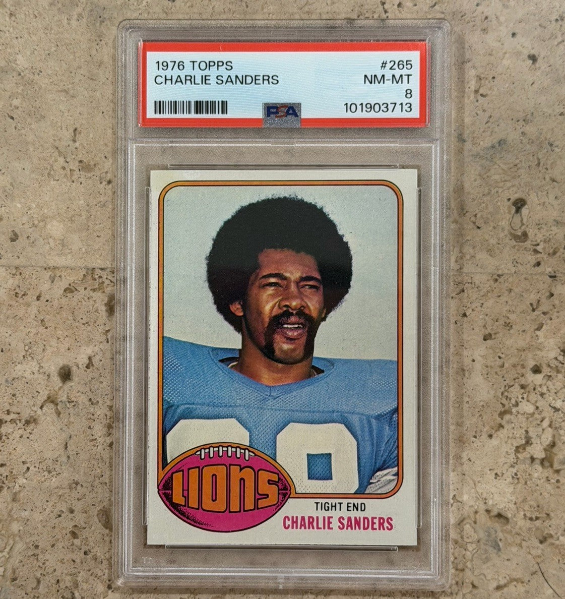 1976 Topps #265 Charlie Sanders PSA 8 NM-MT Detroit Lions HOF Vintage Football
