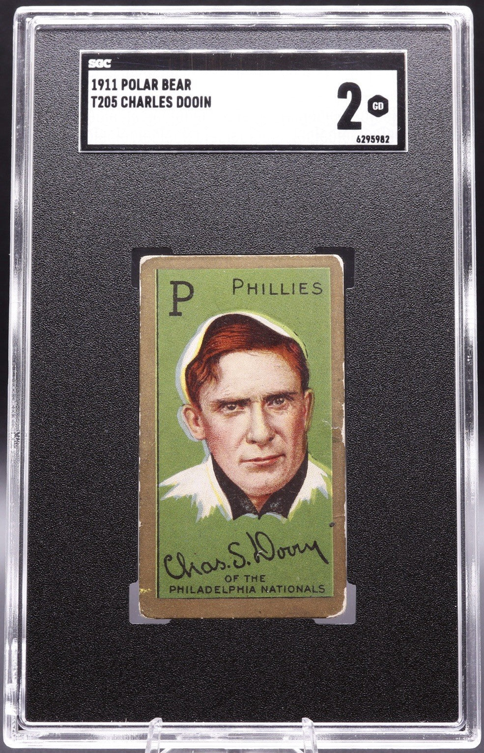 1911 T205 Charles Dooin Gold Border Polar Bear Back SGC 2 Phillies Vintage