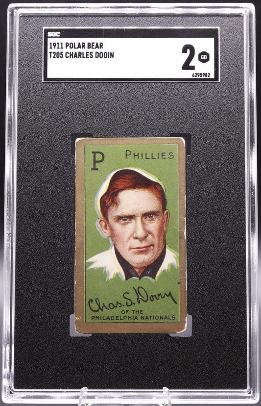 1911 T205 Charles Dooin Gold Border Polar Bear Back SGC 2 Phillies Vintage