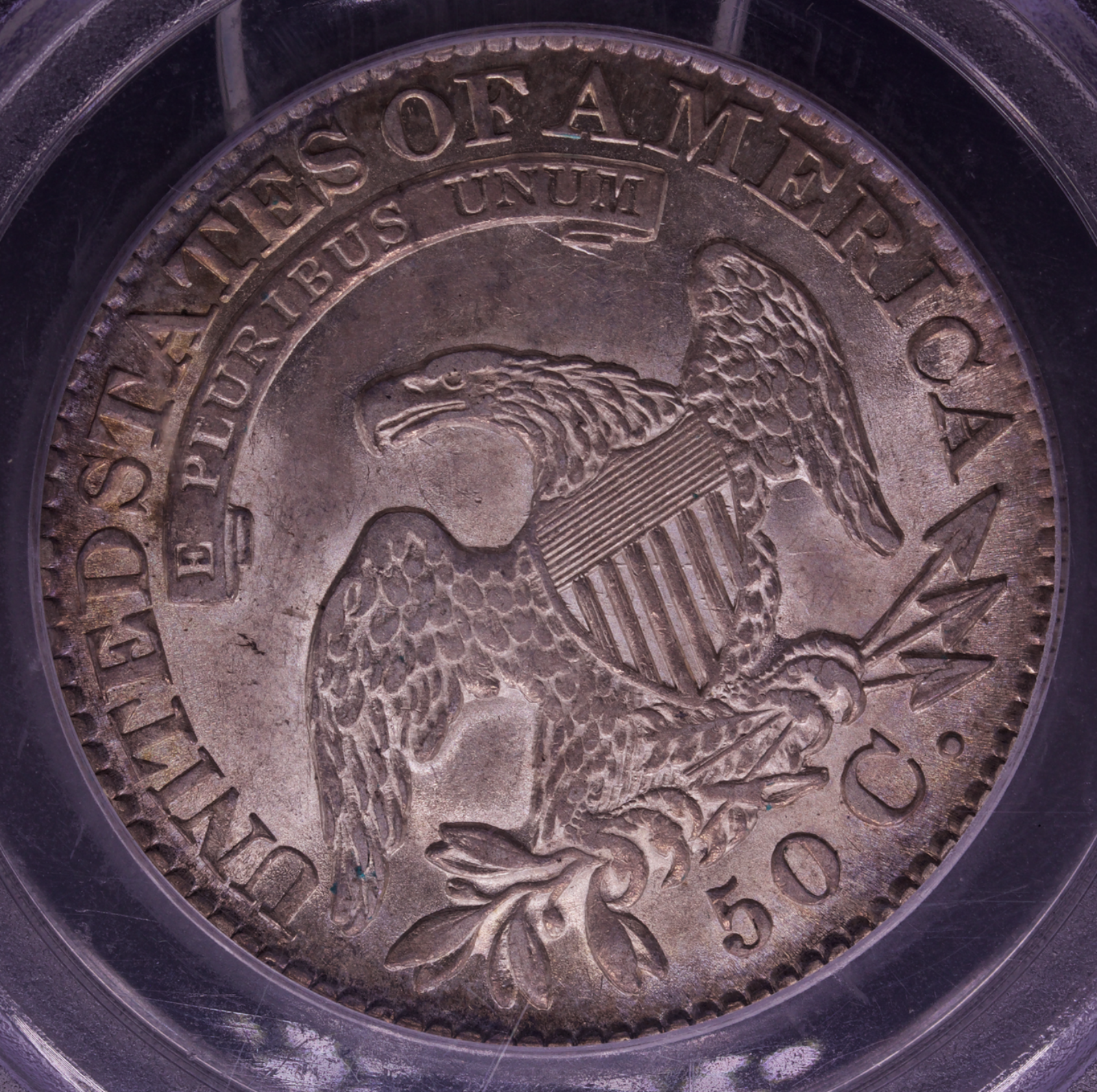 1828 Capped Bust Half Dollar PCGS AU55 Sq Base 2, Sm 8, Lg Let