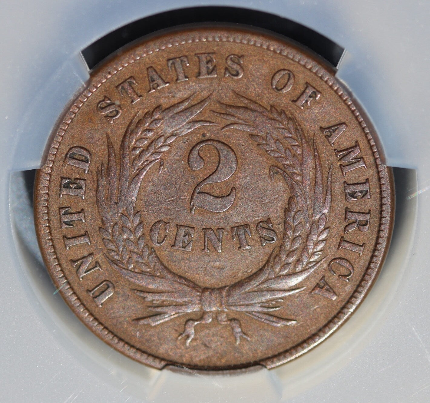 1871 2C Two-Cent Piece CAC VF30 Key Date Low Mintage Copper Coin