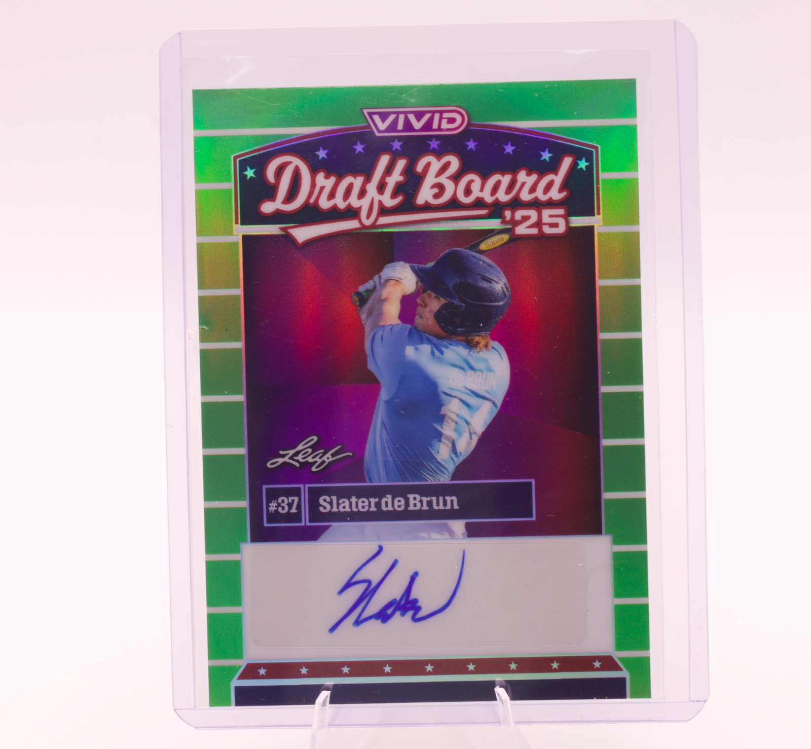 2026 Leaf Vivid Draft Board Slater de Brun Auto 7/8 Rays Orioles 1st Round Pick