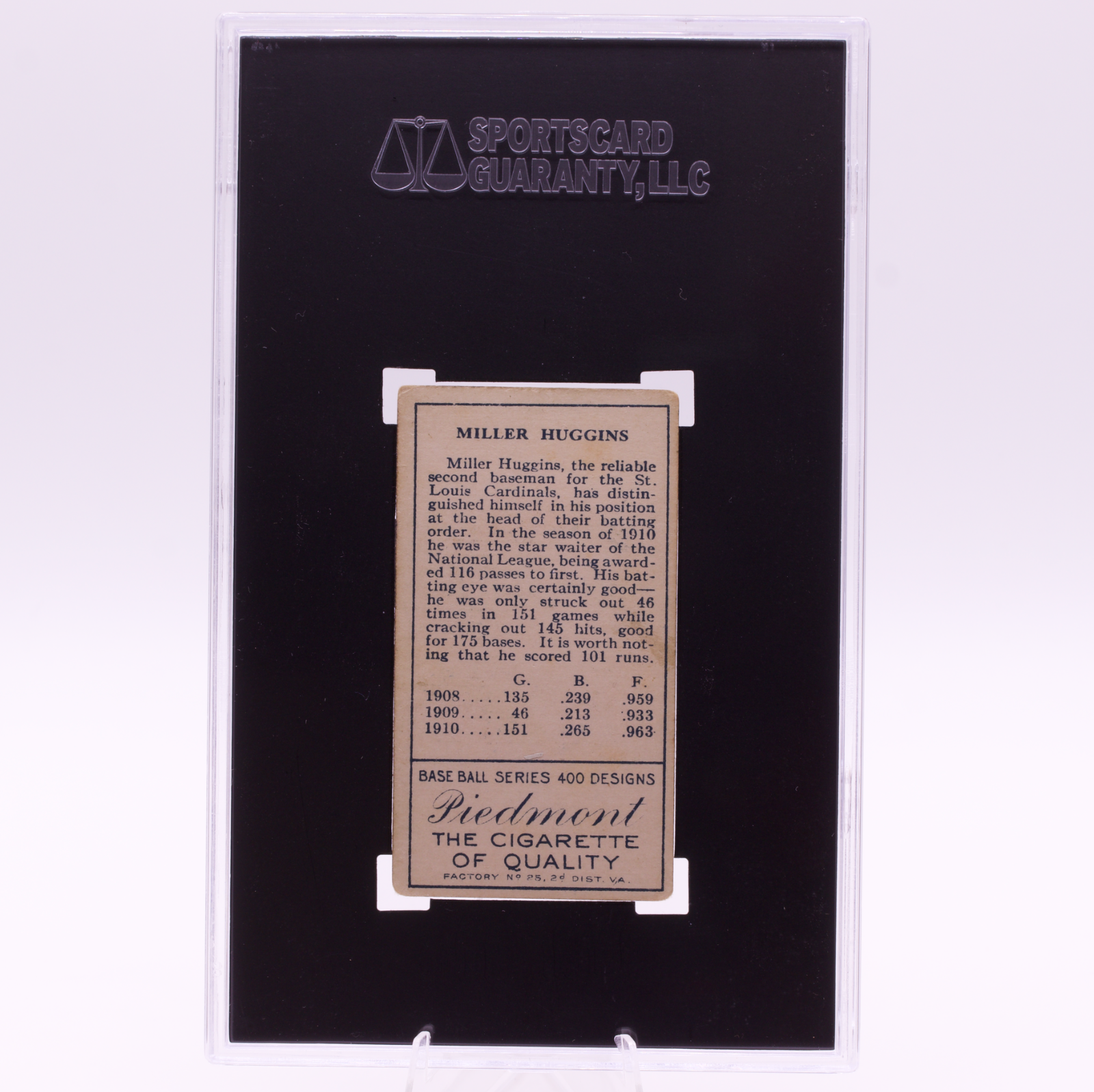 1911 T205 Gold Border Miller Huggins SGC 4 Piedmont HOF Yankees Legend Tobacco