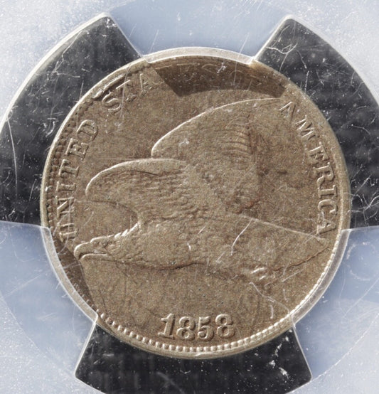 1858 Flying Eagle Cent PCGS Genuine VF Detail Cleaned Large Letters US Coin