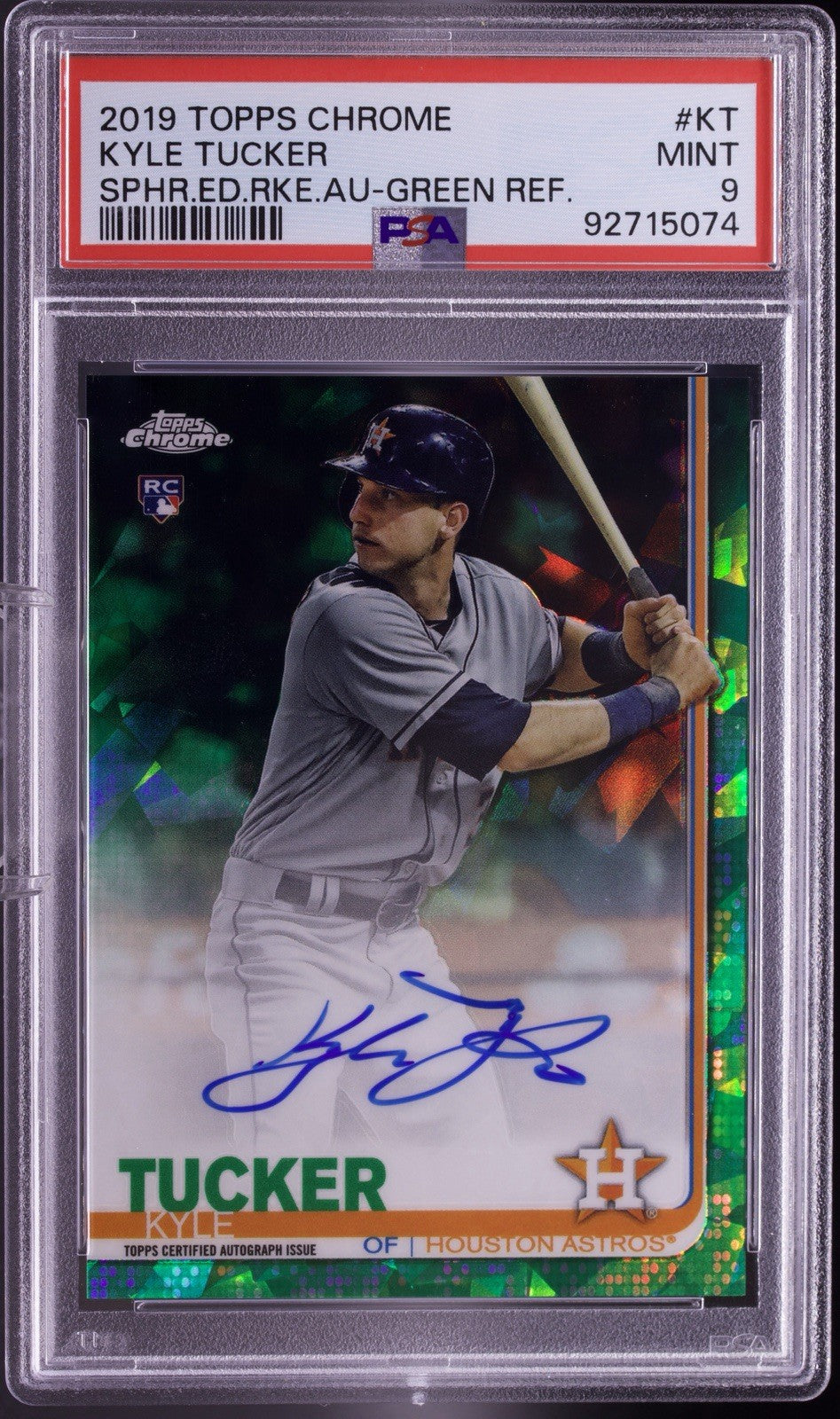 2019 Topps Chrome Sapphire Kyle Tucker Rookie Auto Green Refractor PSA 9 /50 RC