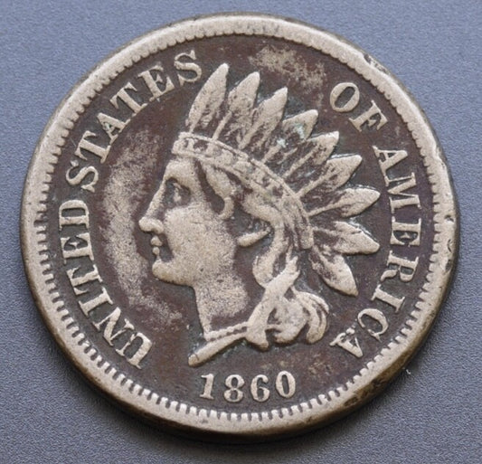 1860 Indian Head Cent Copper Nickel • Civil War Era
