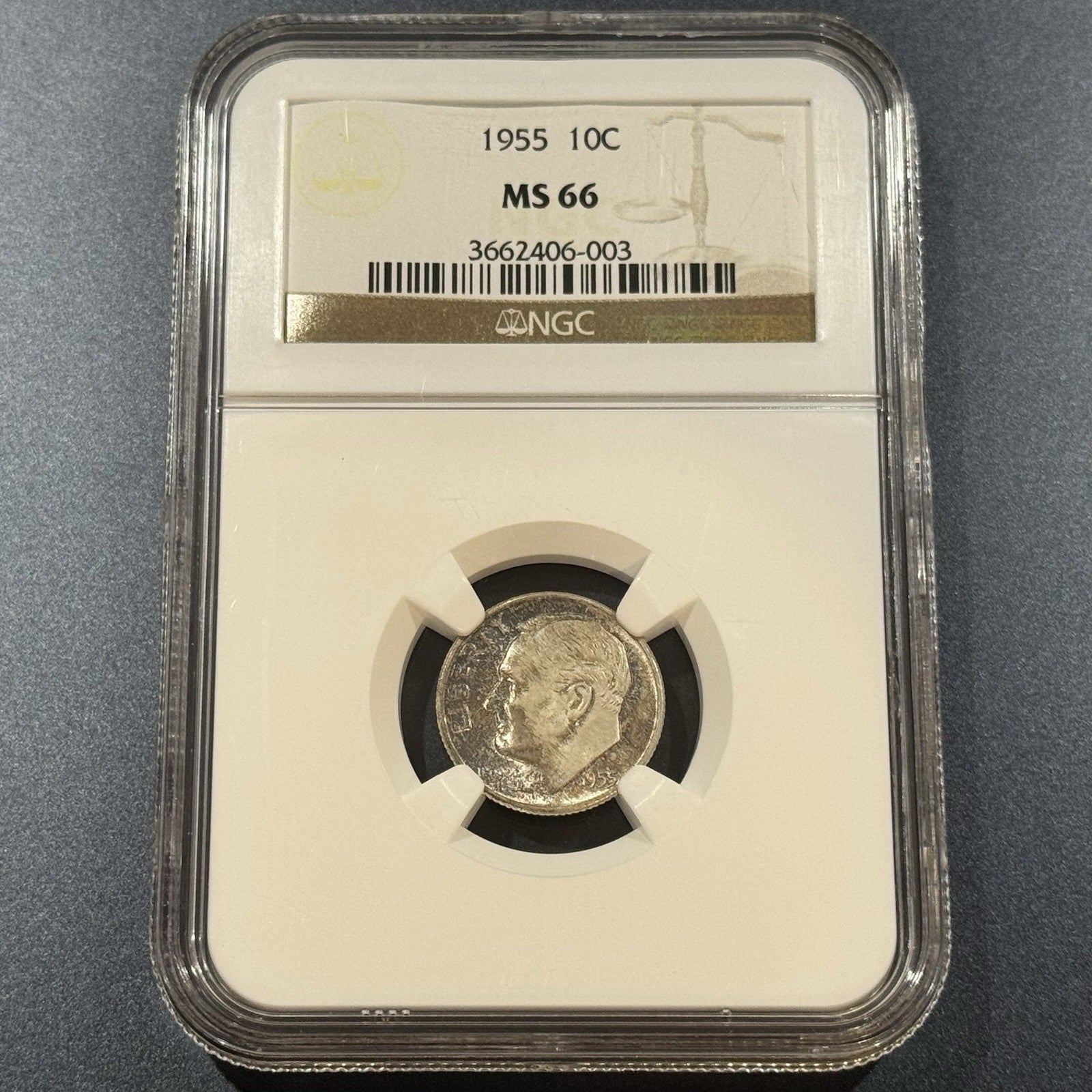 1955 Roosevelt Dime MS66 NGC • Vibrant Purple-Blue Toning