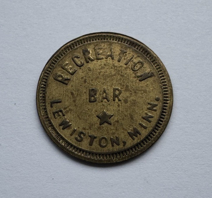 Recreation Bar Lewiston MN 10¢ Vintage Trade Token Brass Minnesota Saloon Coin