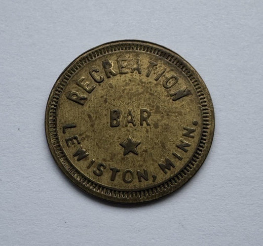 Recreation Bar Lewiston MN 10¢ Vintage Trade Token Brass Minnesota Saloon Coin