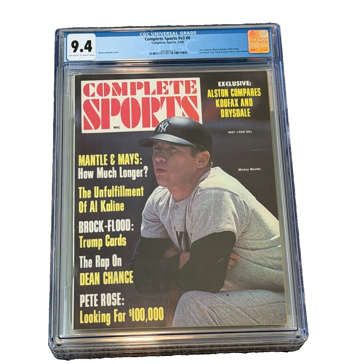 1968 Complete Sports v3 #6 Mickey Mantle CGC 9.4 TOP POP POP 1 NONE HIGHER