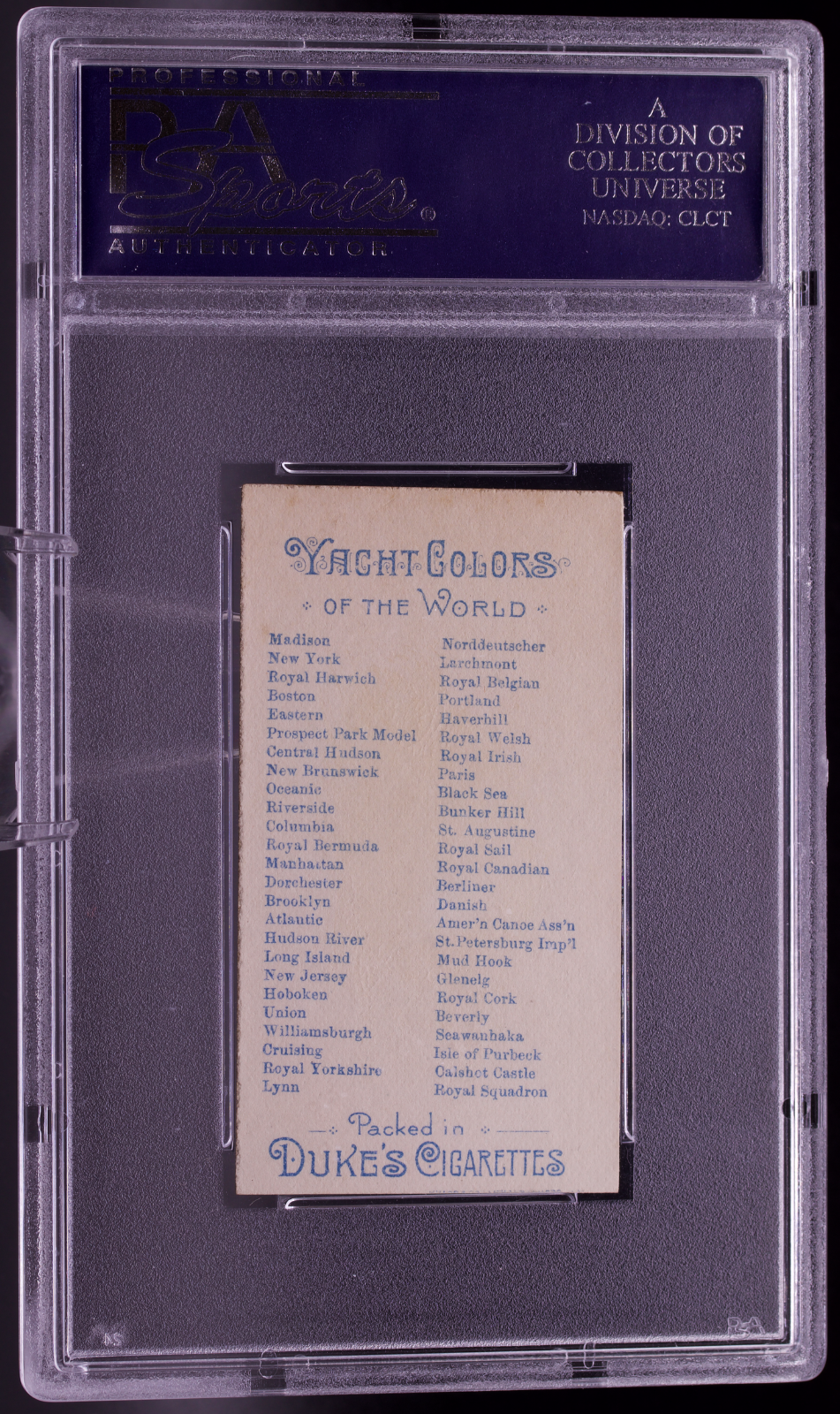 N91 Duke's Cigarettes Minnie Dupree Royal Irish Yacht Club PSA 8 NM-MT
