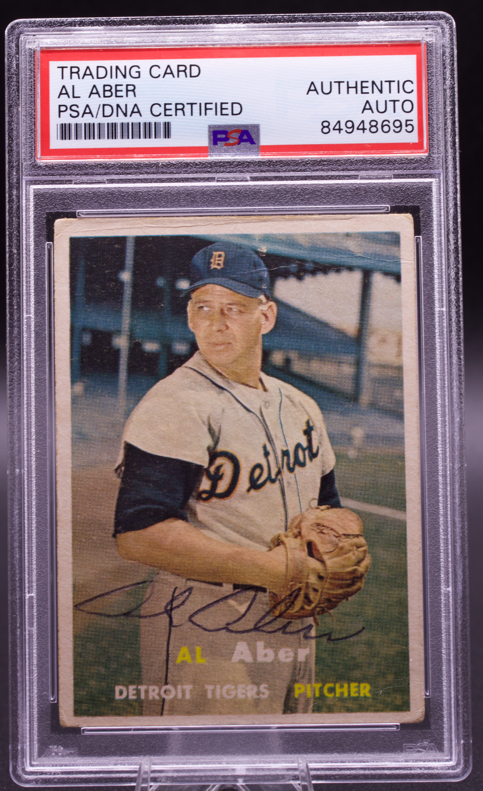 1957 Topps Al Aber #141 PSA Authentic Auto Signed Detroit Tigers Vintage