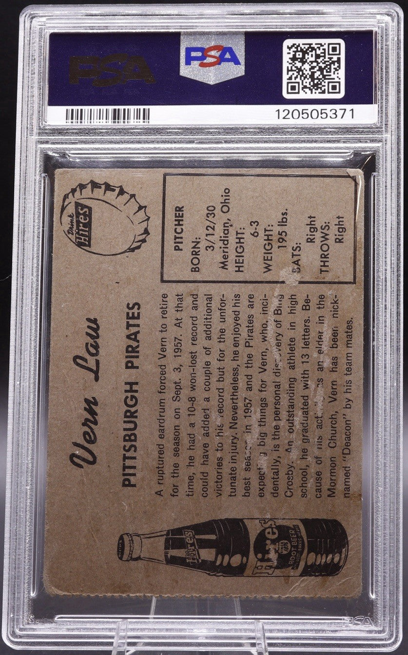 1958 Hires Root Beer TEST SET Vern Law PSA 1 Poor Rare No Tab Artifact Pirates