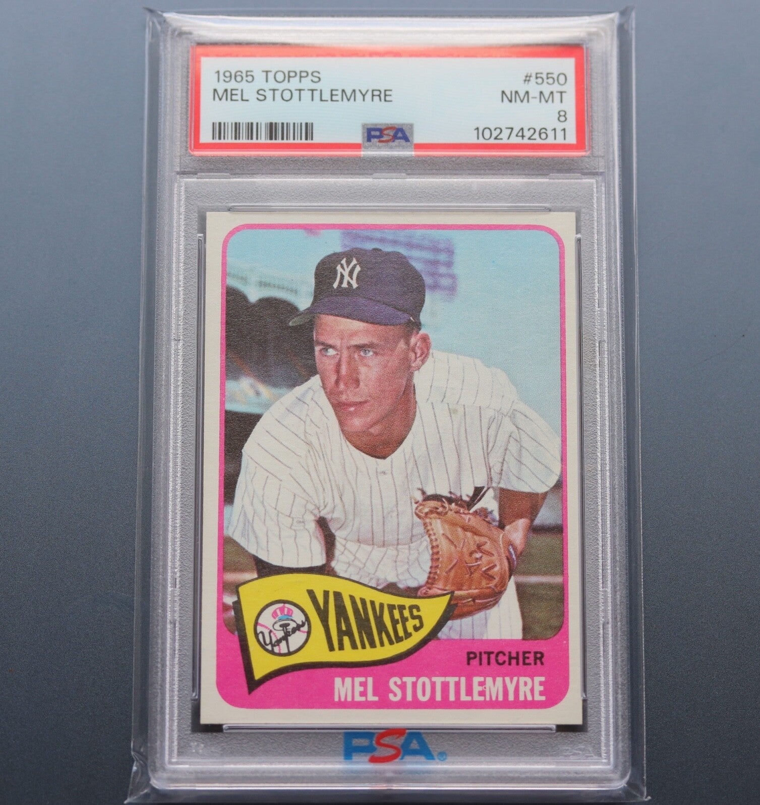 1965 Topps Mel Stottlemyre #550 PSA 8 NM-MT NY Yankees High # All-Star