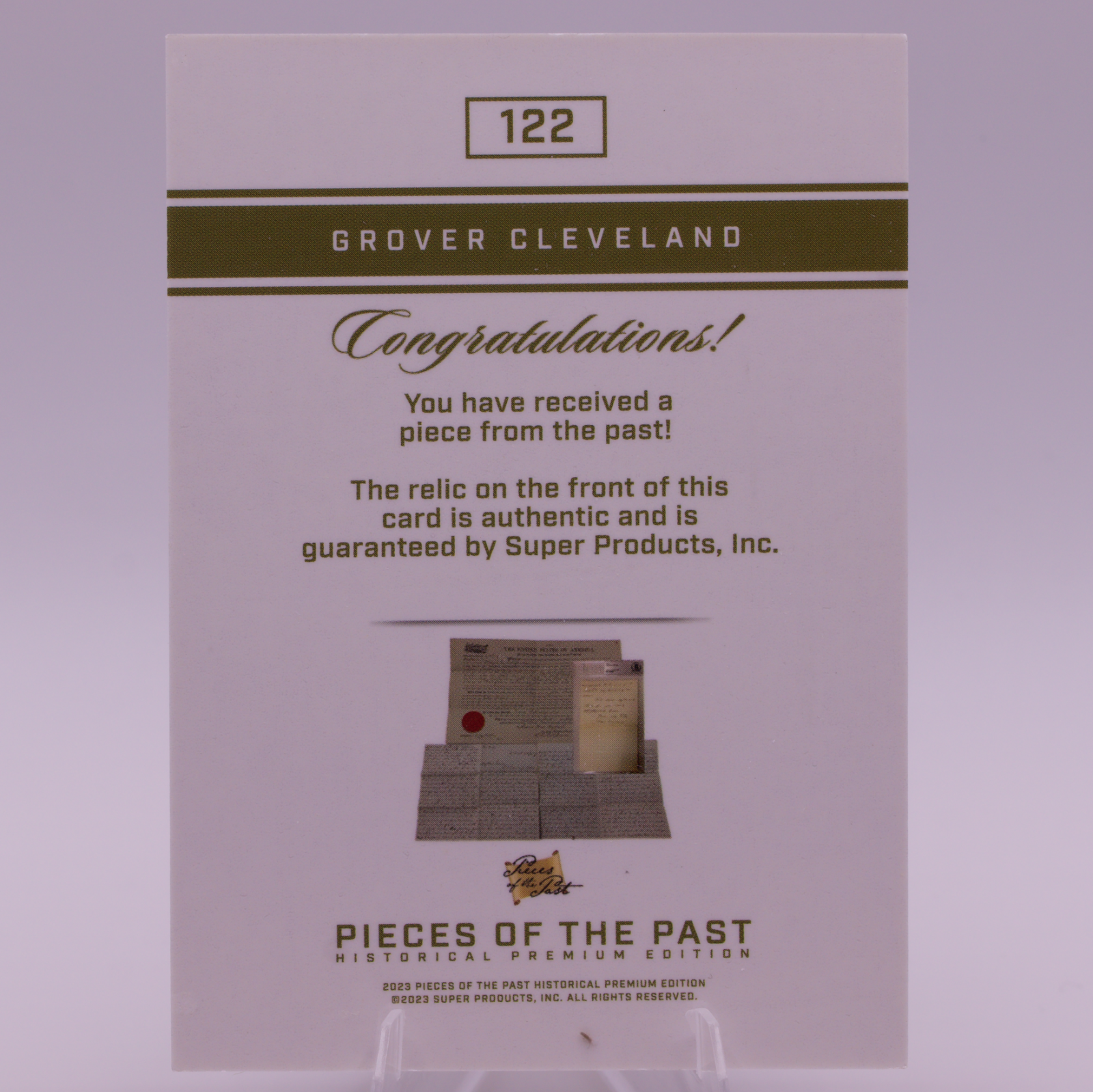 Grover Cleveland Authentic Relic Card /10 Pieces of the Past #122 President