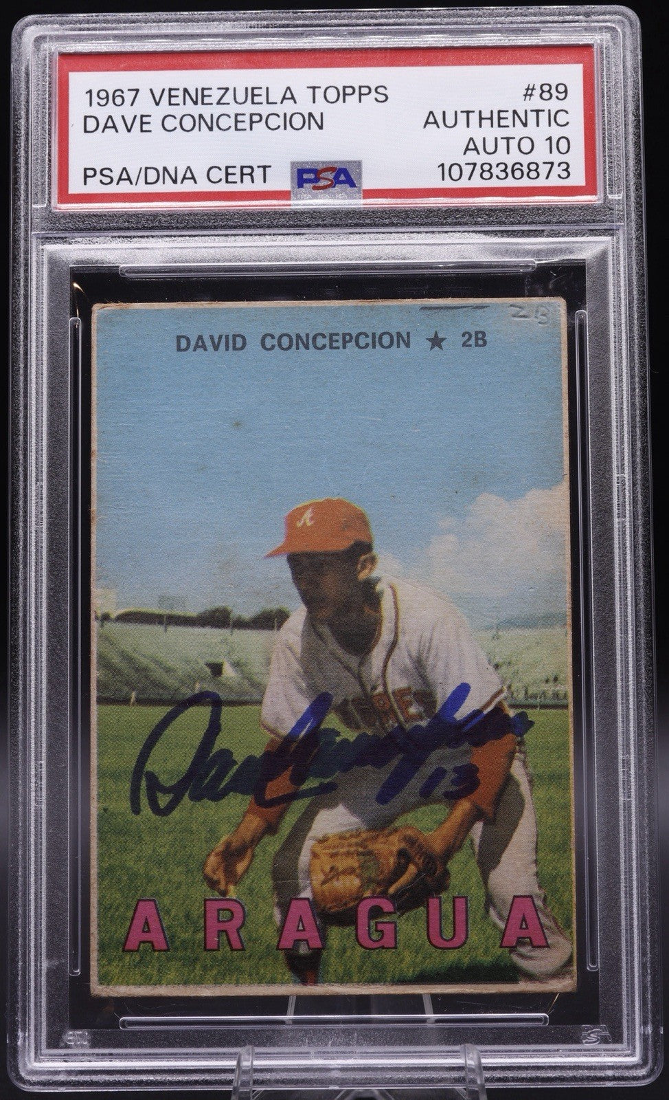 1967 Venezuela Topps David Concepcion True RC PSA AUTO 10 HOF Signed