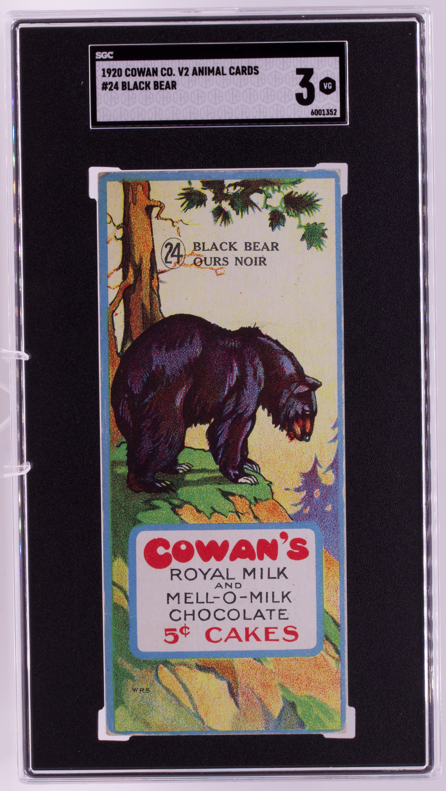 1920 V2 Cowan Co. Animal Cards #24 Black Bear SGC 3 VG Royal Milk Mell-O-Milk