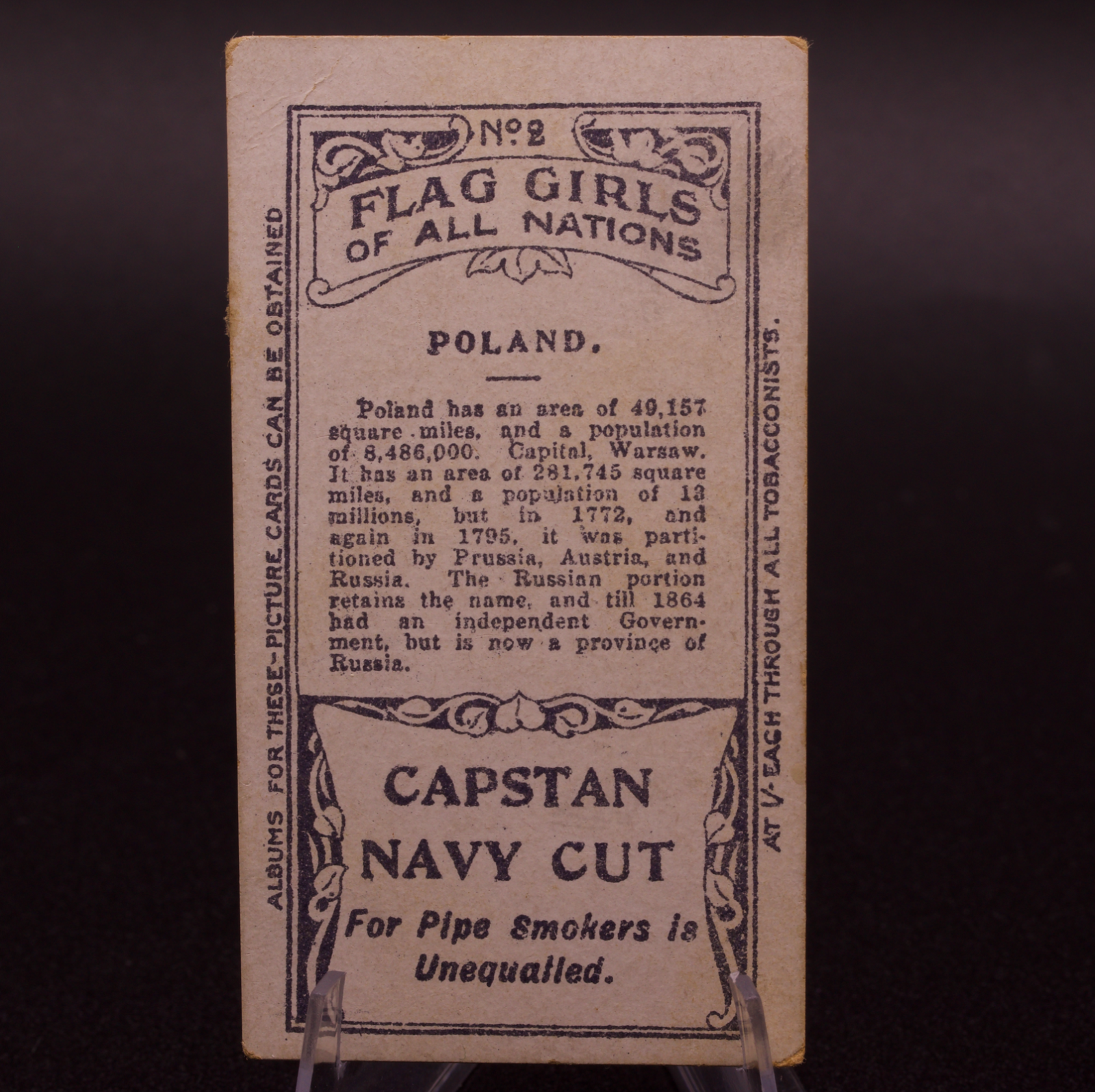1908 Wills Flag Girls of All Nations Poland No. 2 Capstan Navy Cut Cigarette