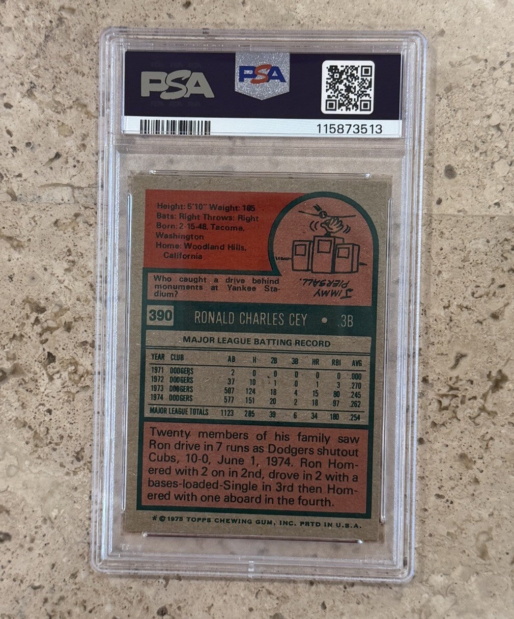 1975 Topps #390 Ron Cey PSA 7 NM Los Angeles Dodgers NL All Star Vintage Card