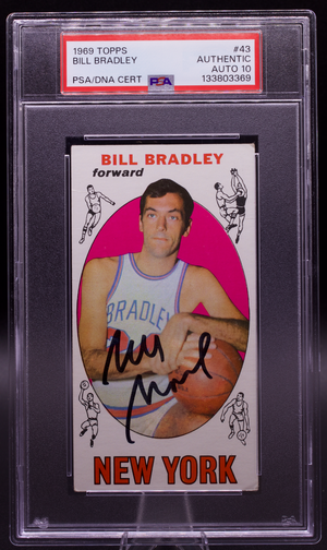 1969 Topps Bill Bradley #43 PSA Authentic AUTO 10 Signed Knicks Tallboy HOF