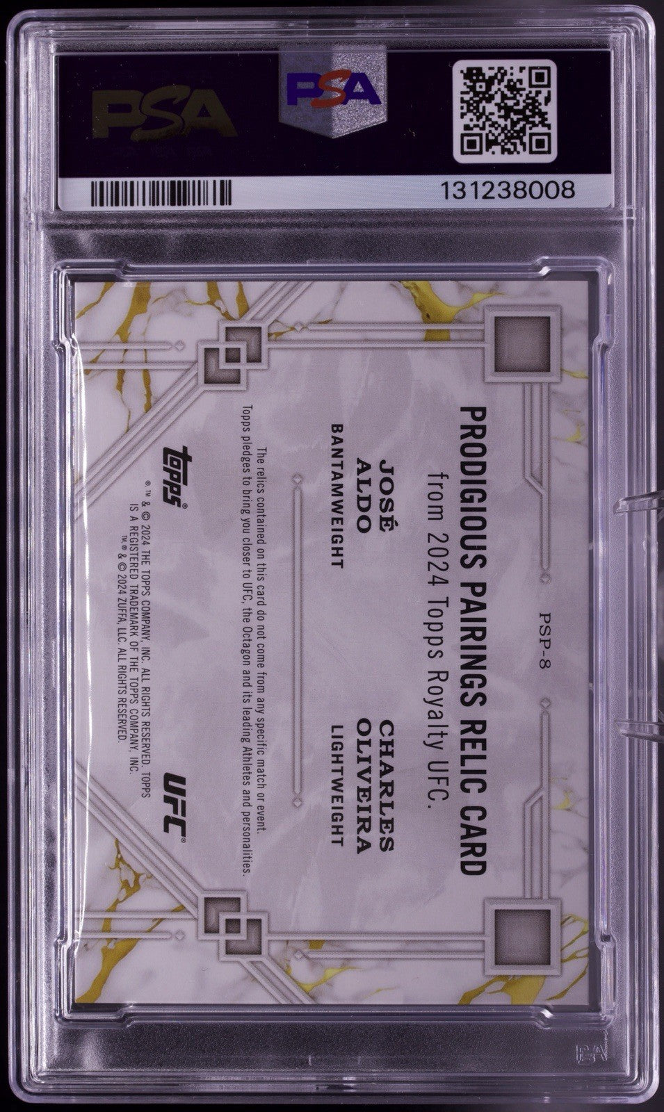 2024 Topps Royalty UFC Oliveira/Aldo  DUAL RELIC /99 PSA 10 Pop 1 None Higher