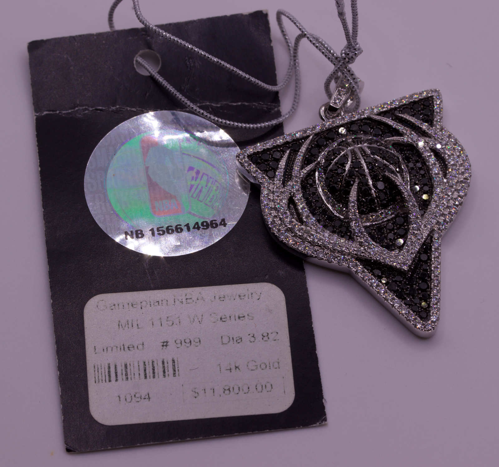 Milwaukee Bucks Gameplan NBA Pendant 14K White Gold 3.82ctw Diamonds
