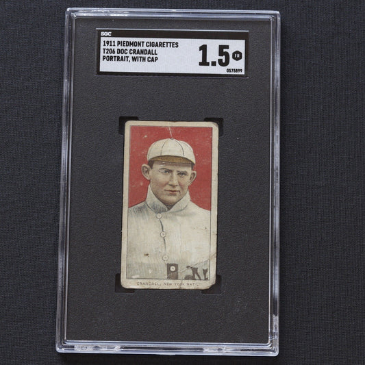 1911 Piedmont Cigarettes T206 Doc Crandall Portrait With Cap SGC 1.5 FR