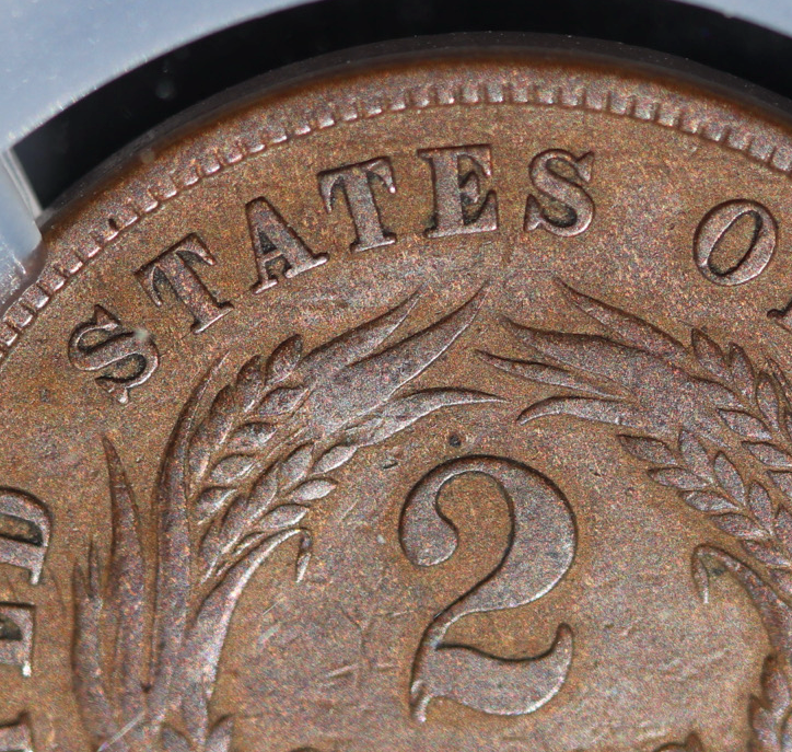 1871 2C Two-Cent Piece CAC VF30 Key Date Low Mintage Copper Coin