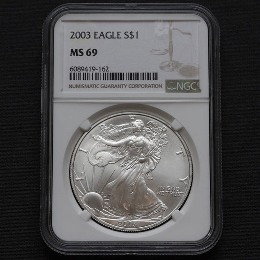 2003 American Silver Eagle $1 NGC MS69 • 1 oz .999 Fine Silver Dollar