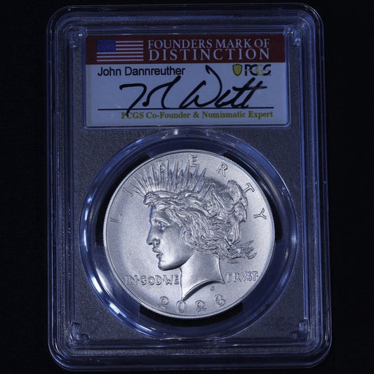 2023 Peace Dollar PCGS MS70 • Advanced Release • John Dannreuther Signed Label