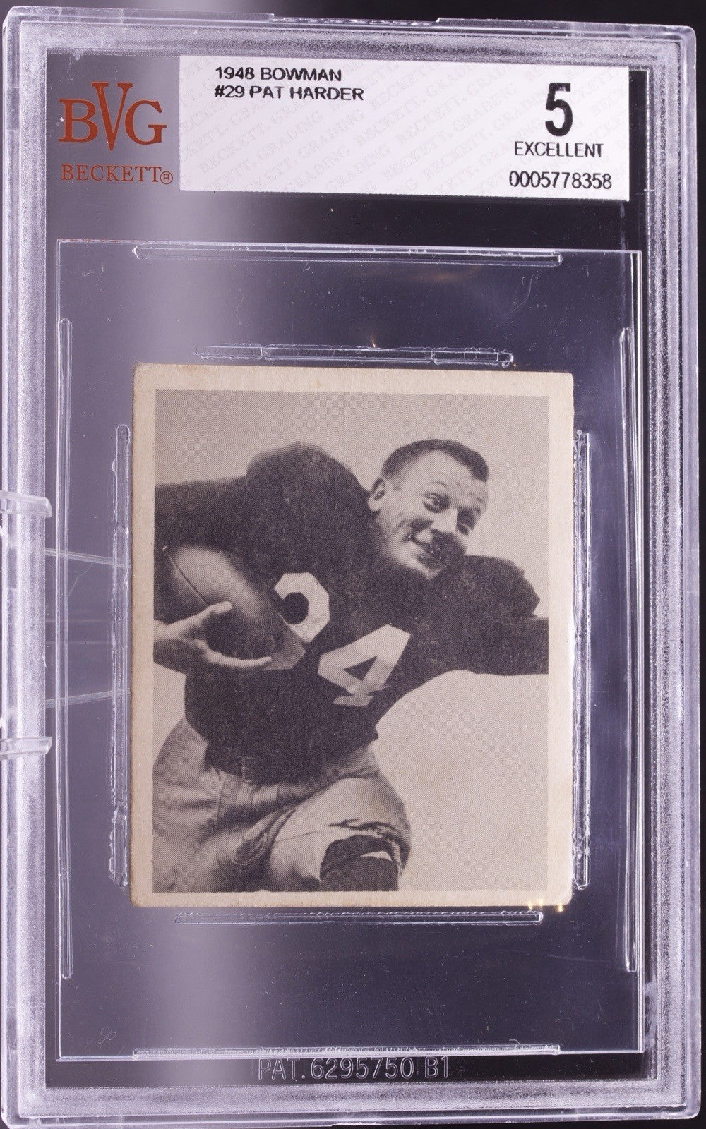 1948 Bowman Pat Harder #29 RC BVG 5 EX Chicago Cardinals NFL Scoring Champ RC