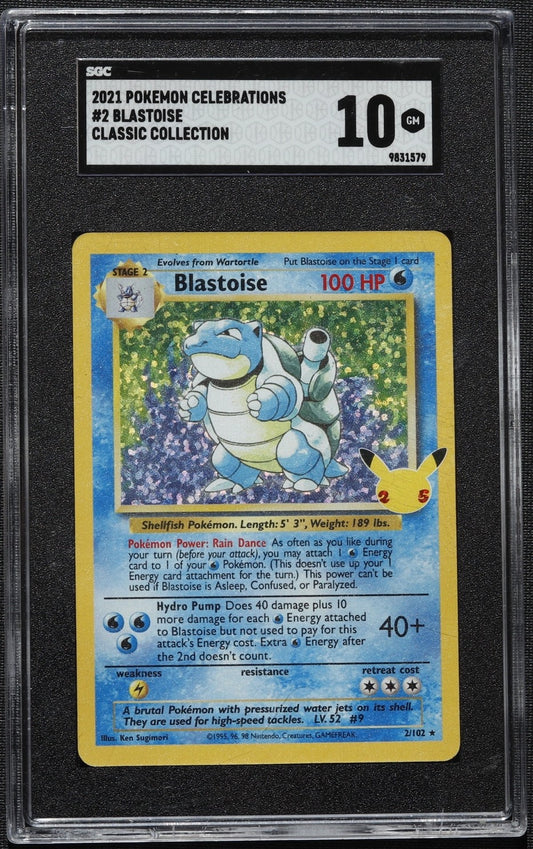 2021 Pokemon Celebrations Blastoise Classic Collection SGC 10 GEM MINT 2/102