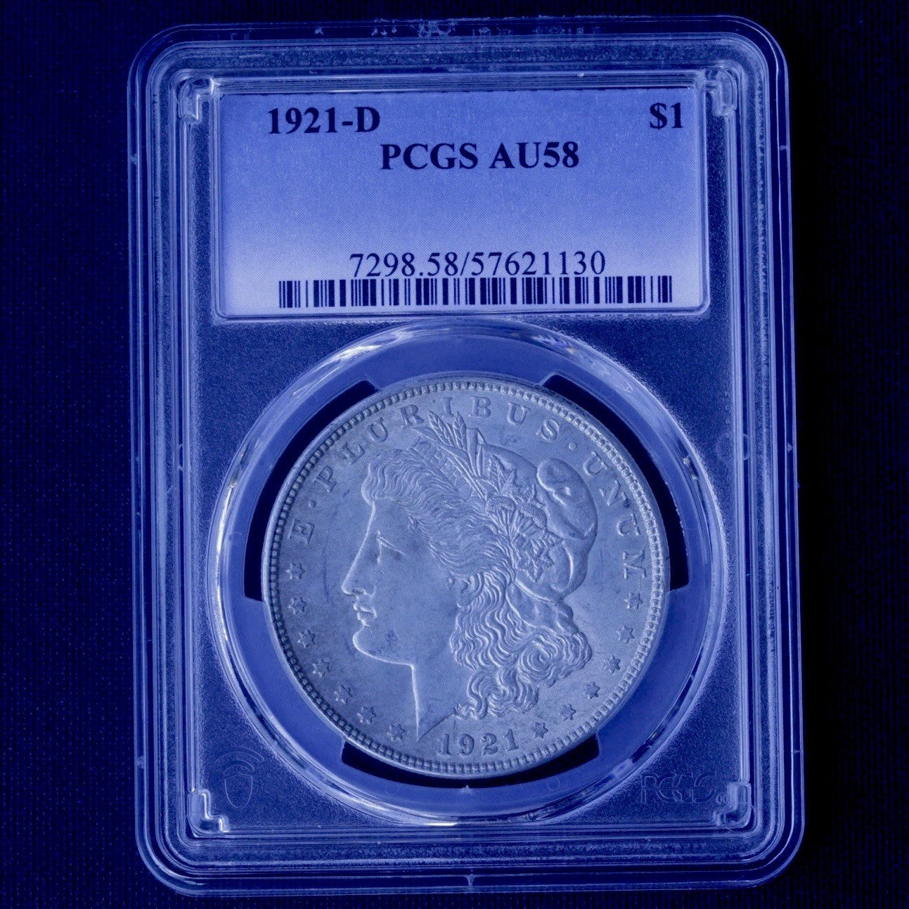 1921-D Morgan Silver Dollar • PCGS AU58 • Final-Year Denver Issue
