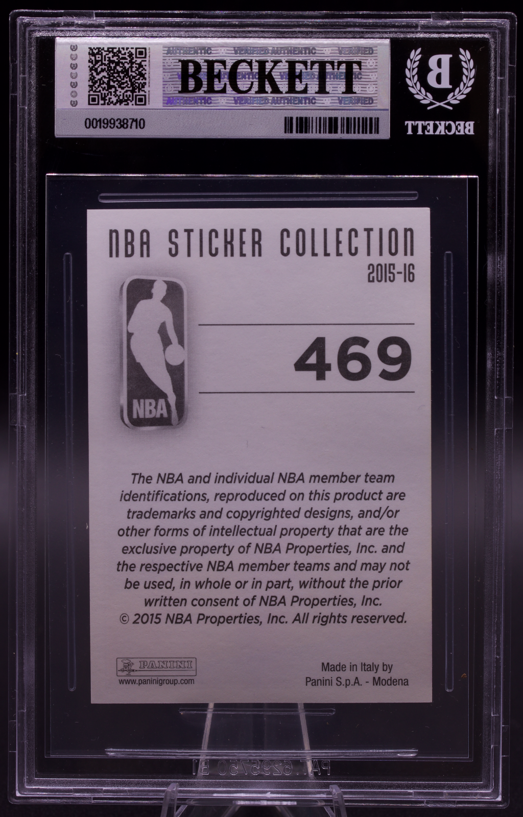 2015-16 Panini European Sticker Kobe Bryant #469 New BGS Holder 9 Mint Lakers