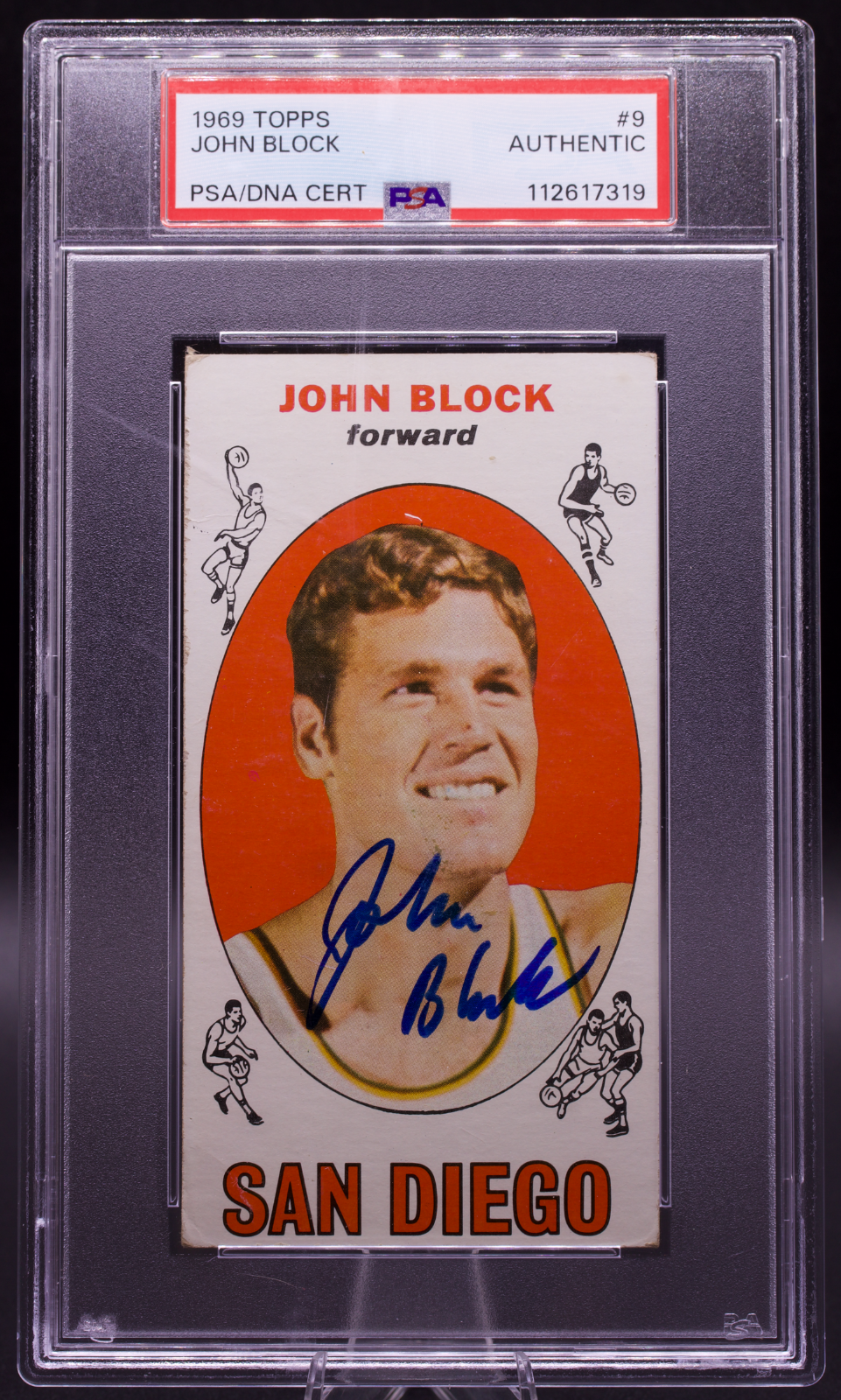 1969 Topps John Block #9 PSA Authentic Auto Signed San Diego Rockets Tallboy