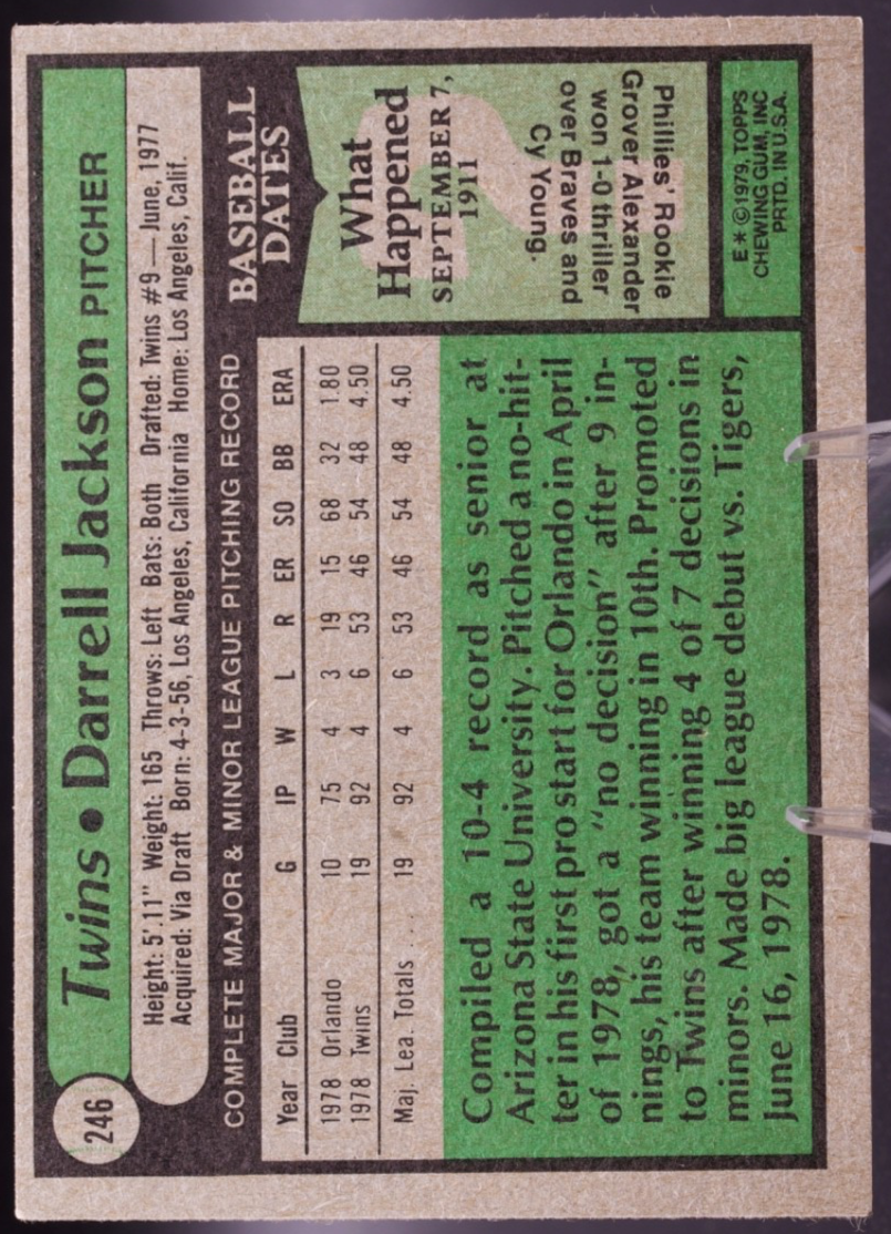 1979 Topps #246 Darrell Jackson Minnesota Twins P Vintage Baseball Card