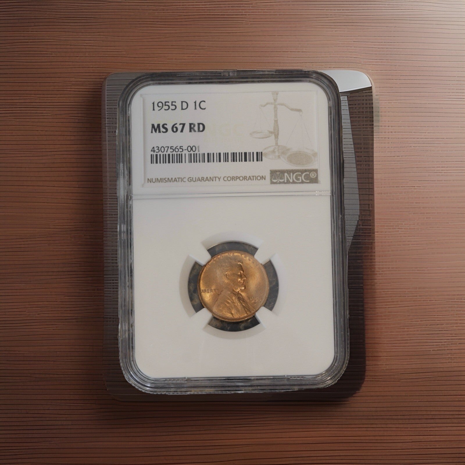 1955-D Lincoln Wheat Cent MS67 RD NGC • Gem BU • NGC Price Guide $1350