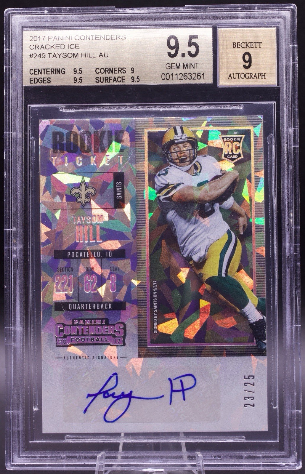 2017 Panini Contenders Taysom Hill Rookie Ticket Cracked Ice Auto /25