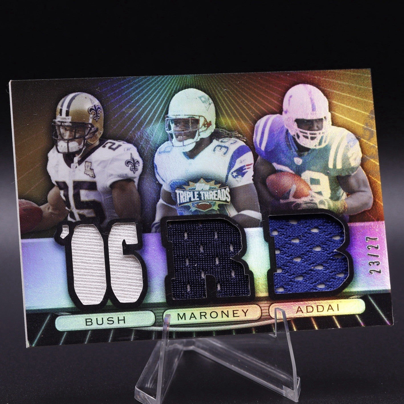 2007 Topps Triple Threads Bush/Maroney/Addai Sepia /27 • Triple Jersey Relic NFL