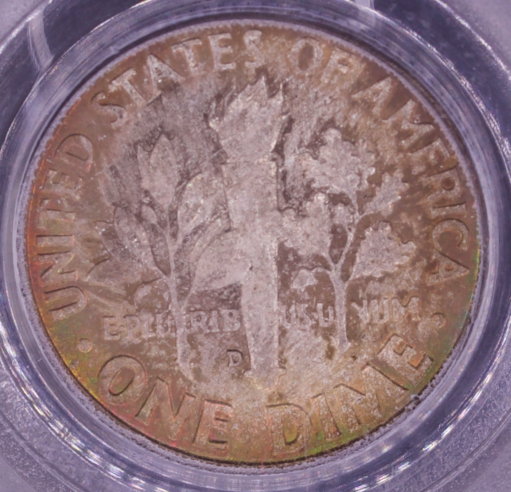 1959-D Roosevelt Dime PCGS MS66 Rainbow Toned Silver 10C