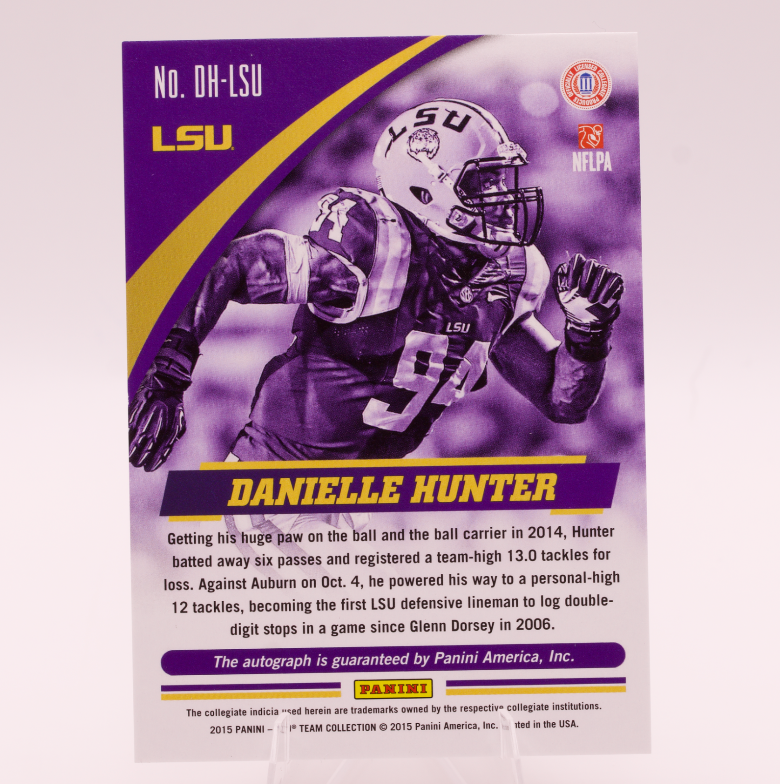 2015 Panini LSU Team Collection Danielle Hunter Auto DH-LSU Tigers Autograph
