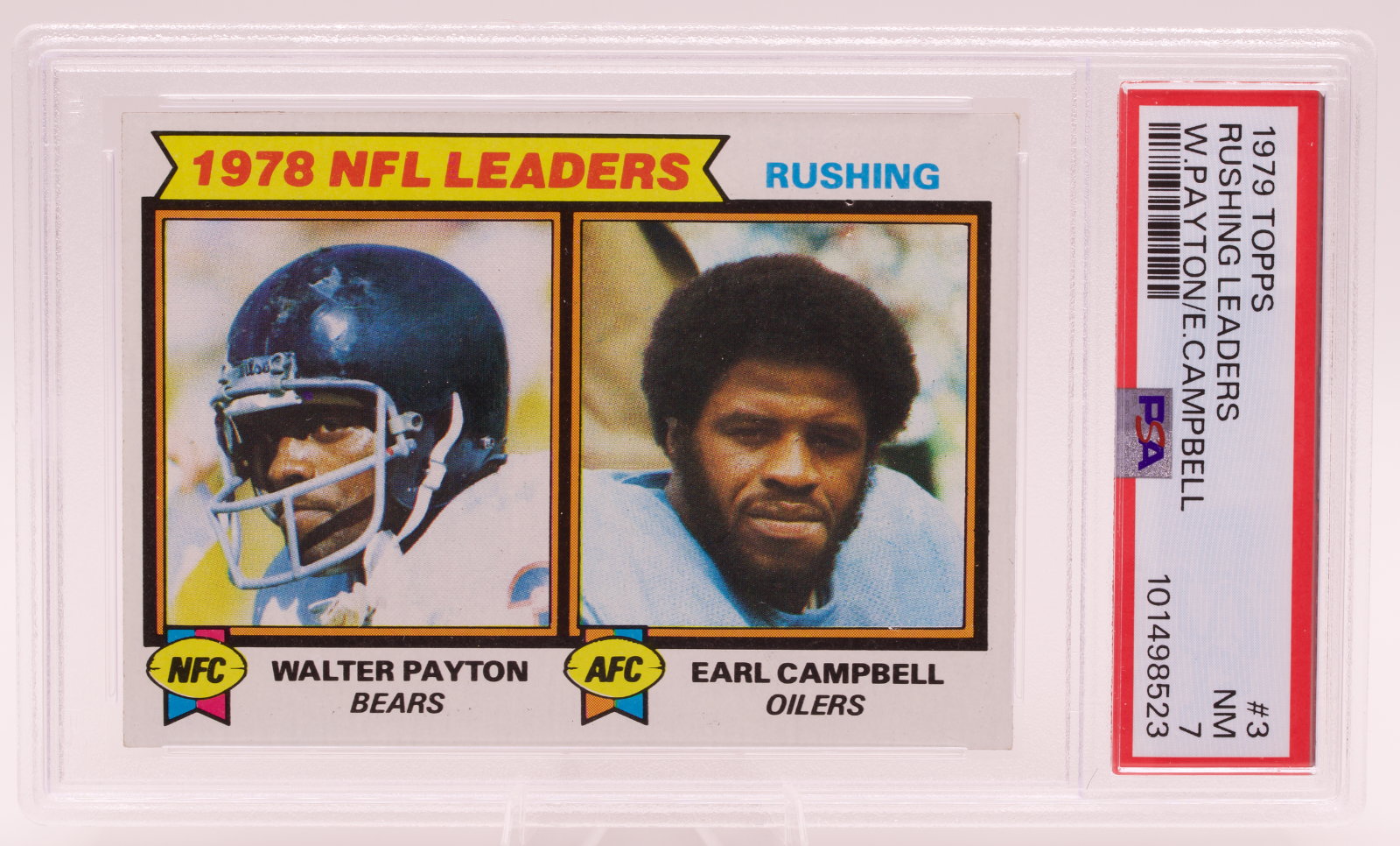 1979 Topps Rushing Leaders Walter Payton Earl Campbell #3 PSA 7 NM Bears HOF
