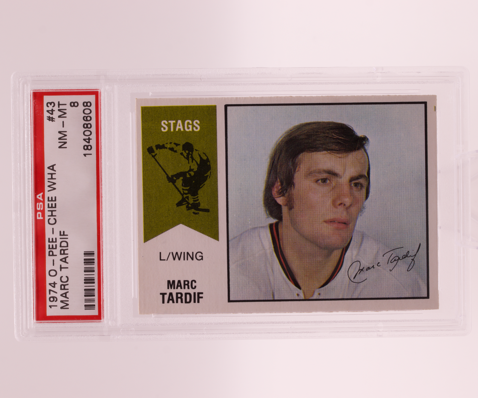 1974 O-Pee-Chee WHA Marc Tardif #43 PSA 8 NM-MT Michigan Stags Vintage OPC
