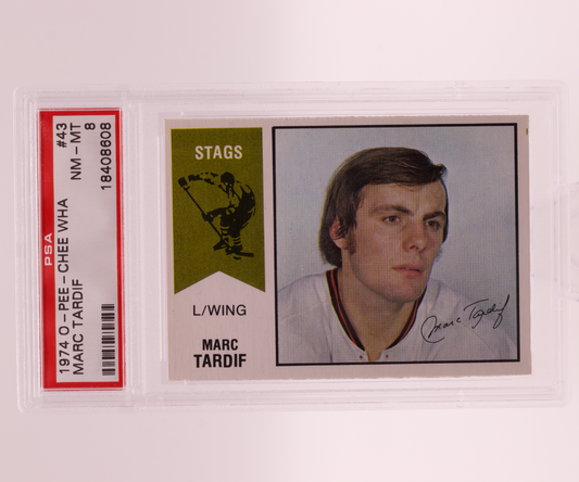 1974 O-Pee-Chee WHA Marc Tardif #43 PSA 8 NM-MT Michigan Stags Vintage OPC