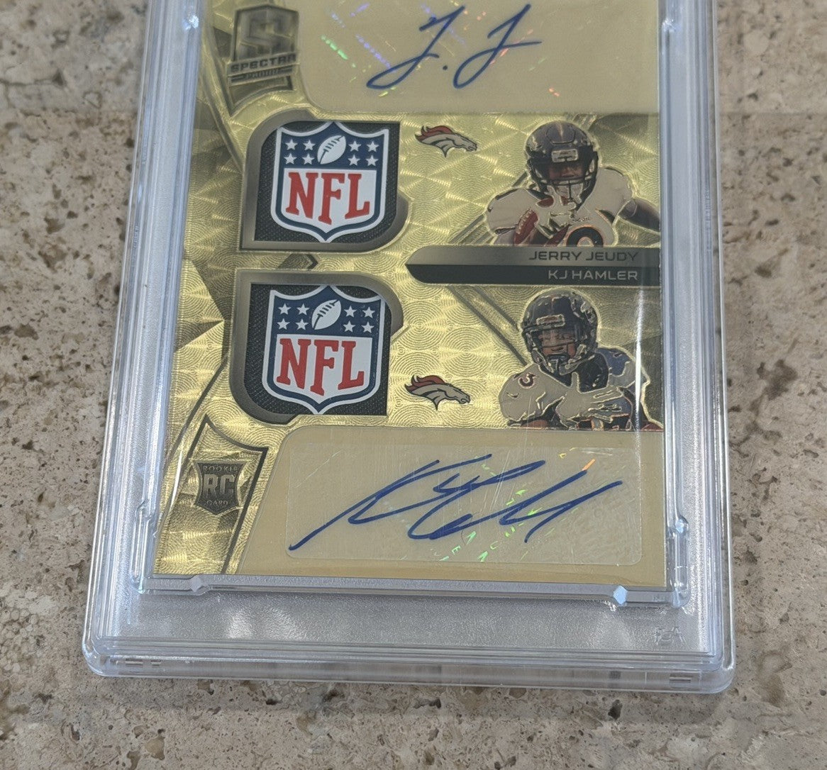 2020 Panini Jerry Jeudy KJ Hamler Dual NFL Shield Rookie Auto 1/1 PSA 10 Auto