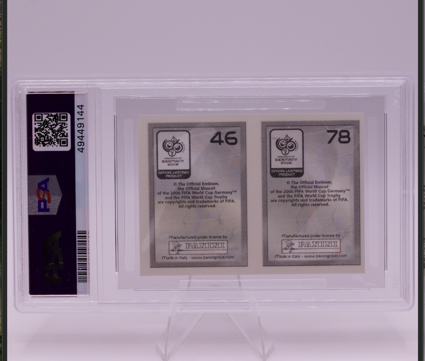 2006 Panini FIFA World Cup Toni/Messi Mini Sticker Panel PSA 7 NM