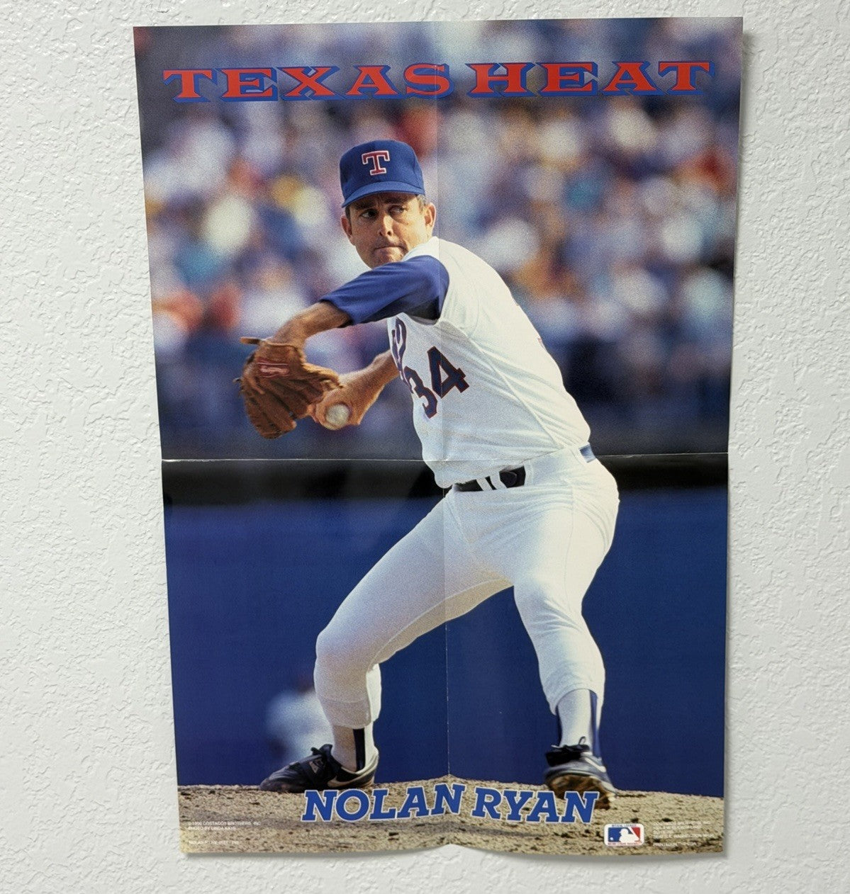 Vintage Nolan Ryan Texas Heat Costacos Brothers Poster 16x24 Texas Rangers 34