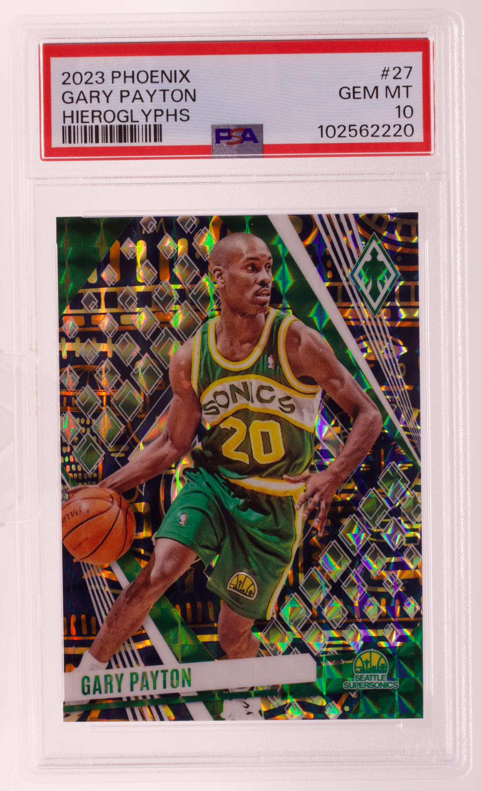 2023-24 Panini Phoenix Gary Payton #27 Hieroglyphs PSA 10 GEM MT Seattle Sonics